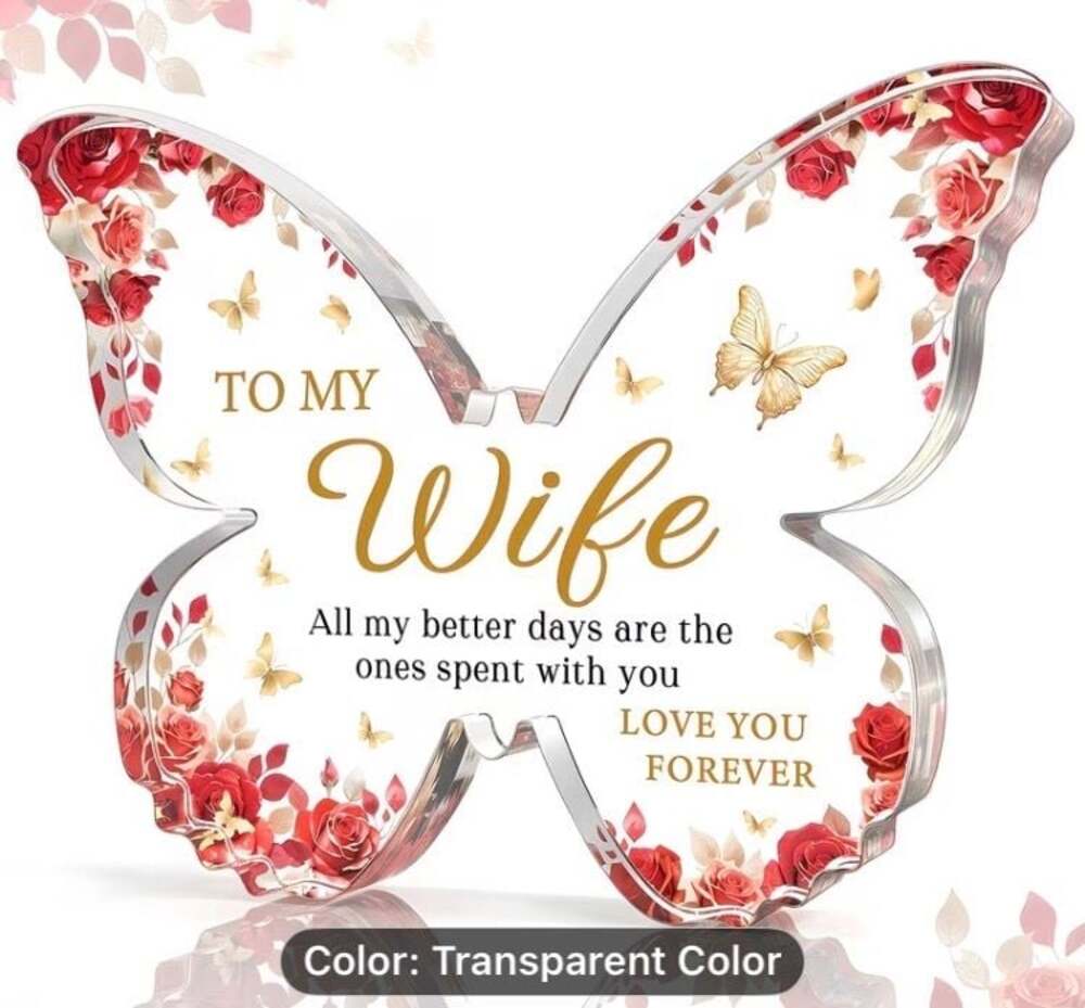 To My Wife Butterfly-Shaped Acrylic Plaque Keepsake Gift